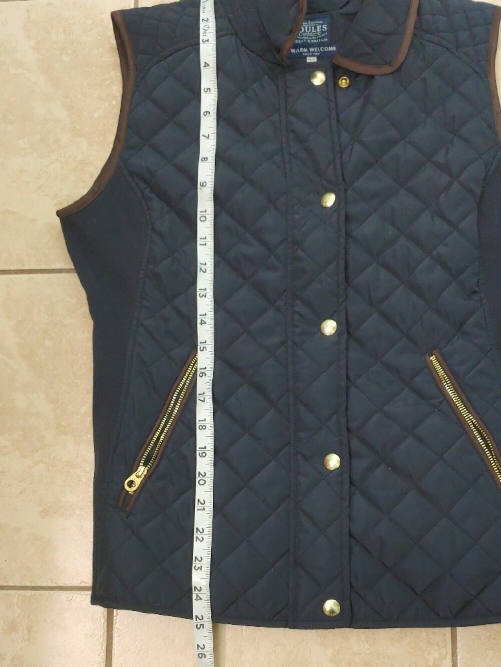Joules Braemar Gilet Navy Quilted Equestrian Vest Women's Size 8/M - Picture 7 of 8